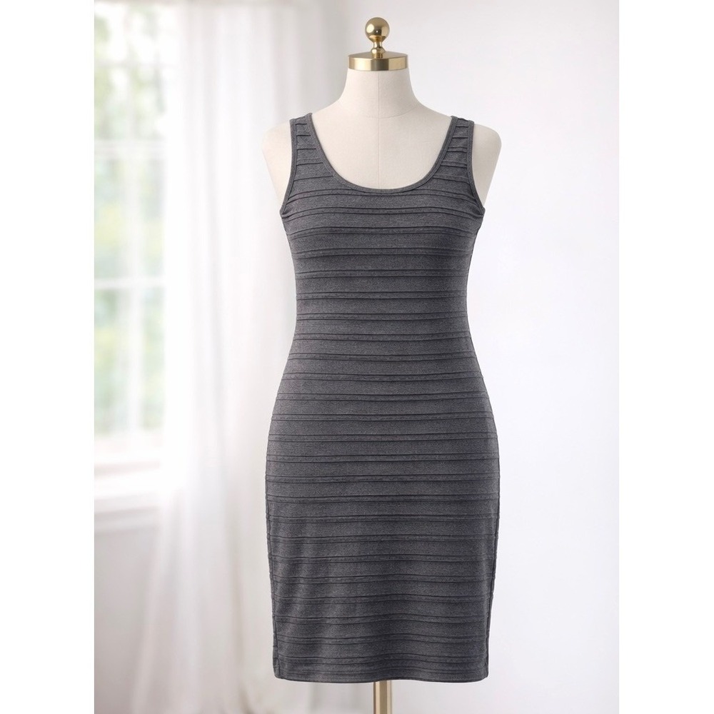 Toad&Co Organic Cotton Tank Dress Gray‎ Ribbed Pintuck Sleeveless Sheath Size S